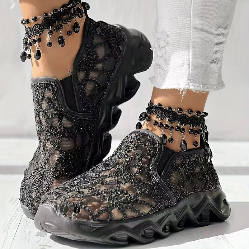 ZAPATILLAS LÉONIE™ CON ENCAJE FLORAL EDICIÓN CHIC