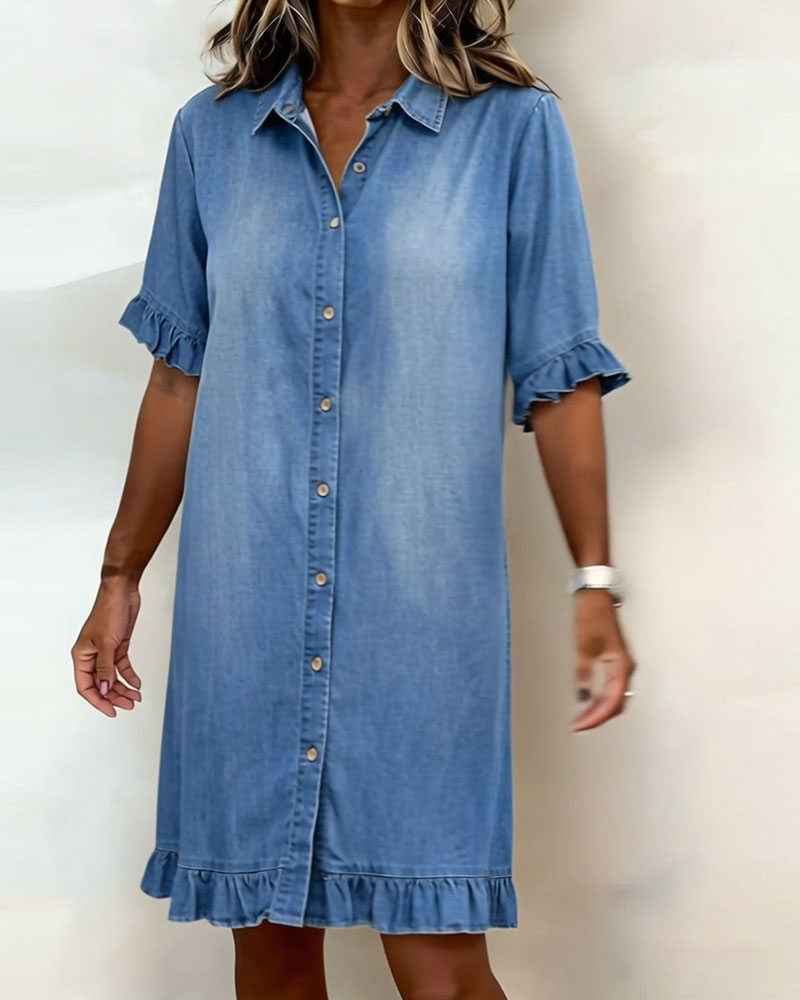 Isidora | Vestido de Denim Cómodo con Pliegues Halagadores