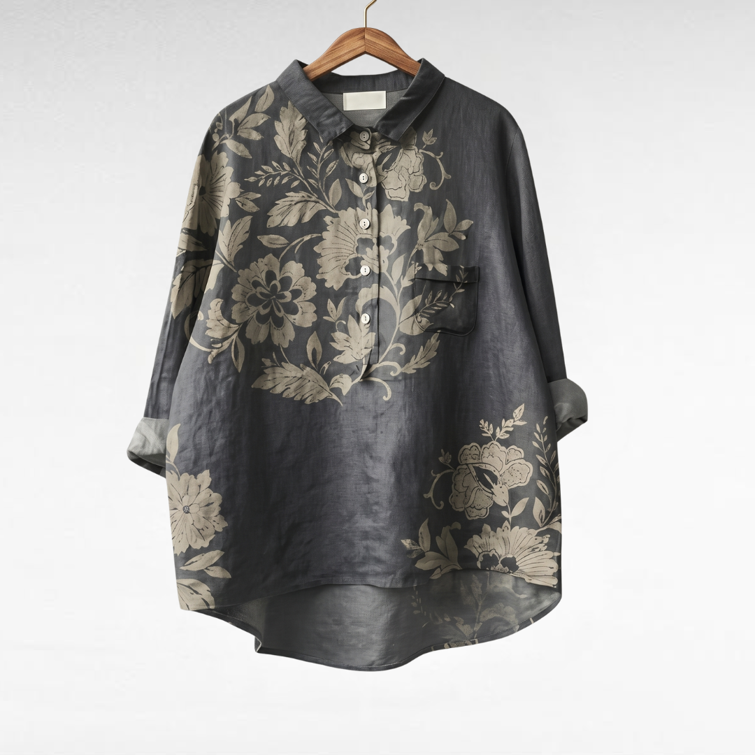 Chiara | Blusa elegante de lino con estampado floral