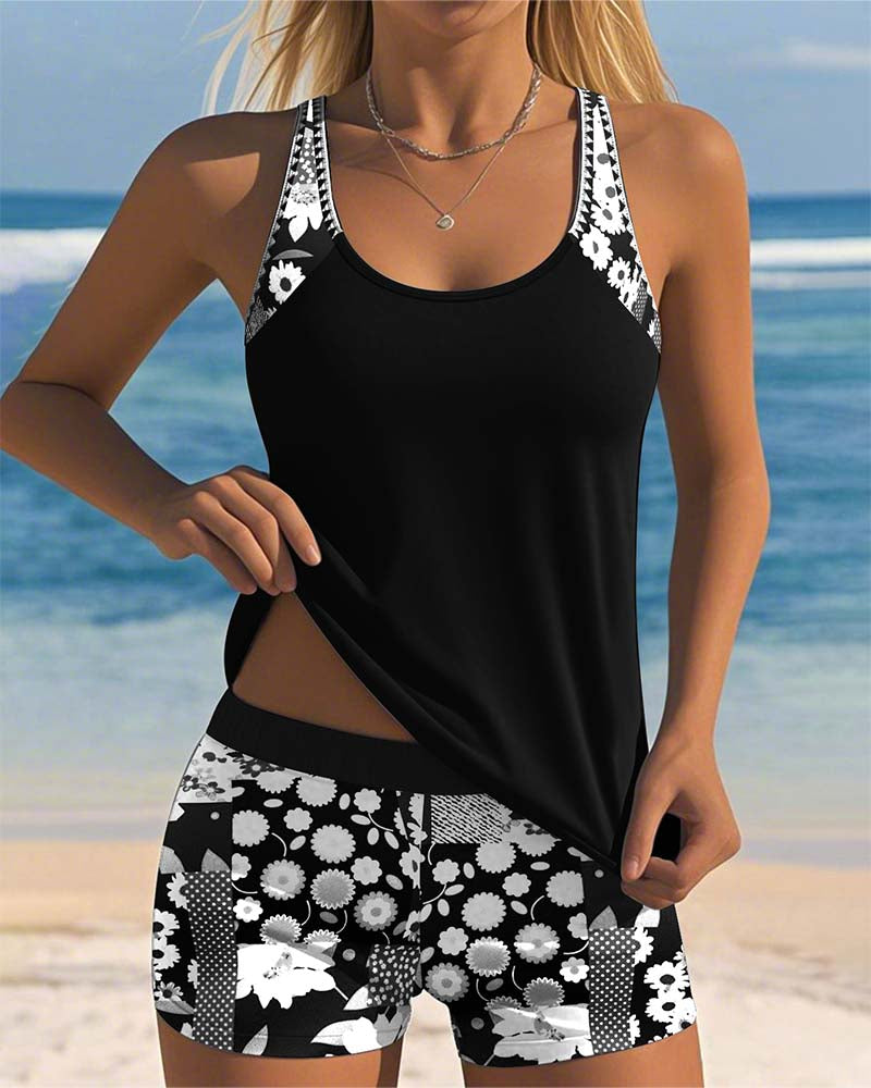 Colette | Top de baño con conjunto de boxer impreso
