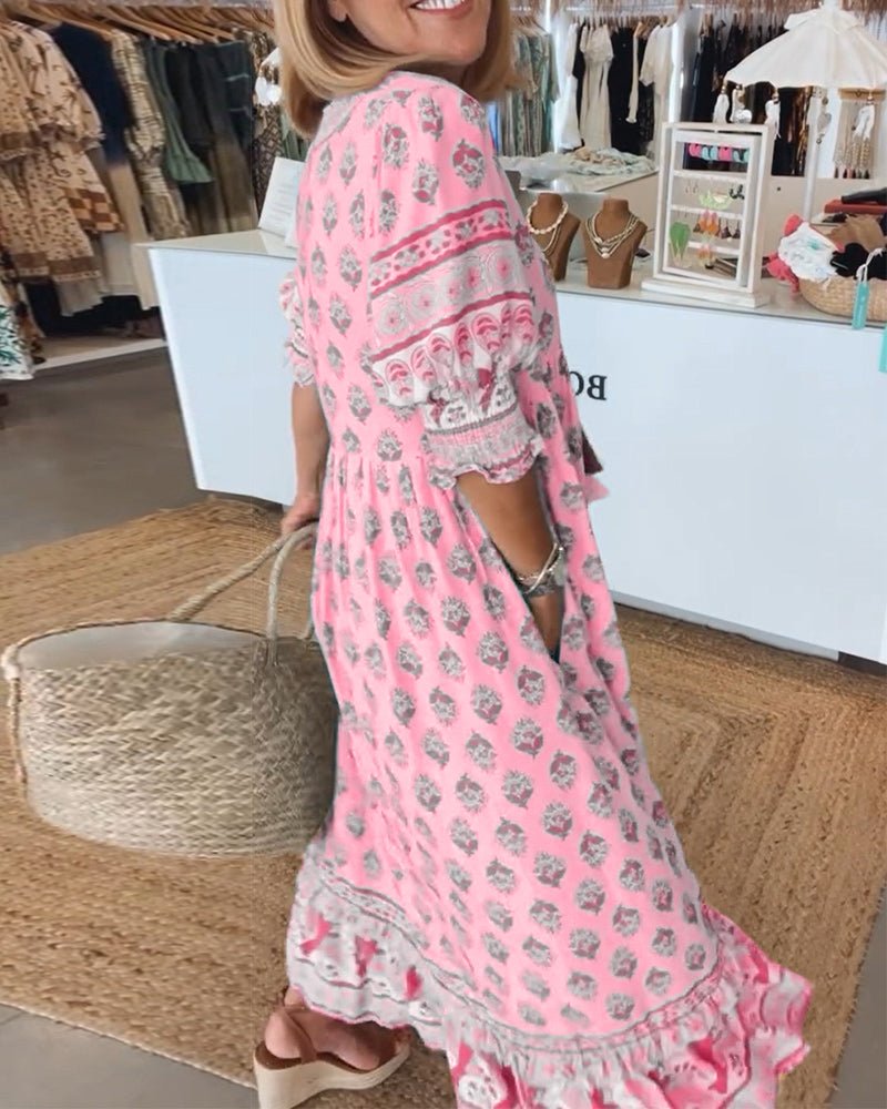 Mana | Vestido Floral V-Decote Chic