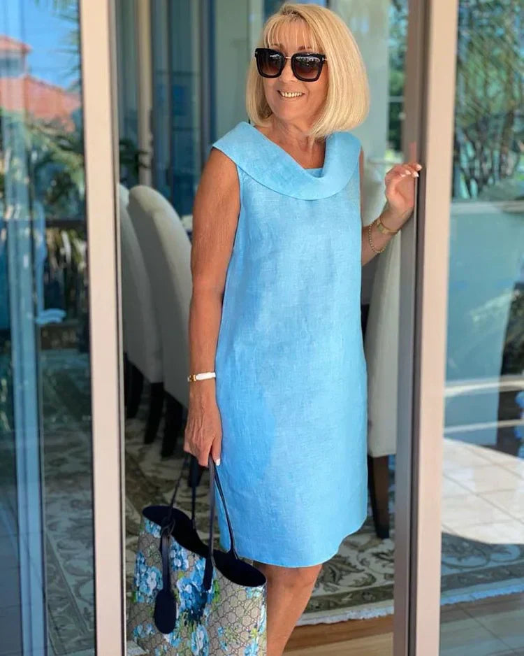 Helena | Vestido Recto Sin Mangas con Cuello Redondo