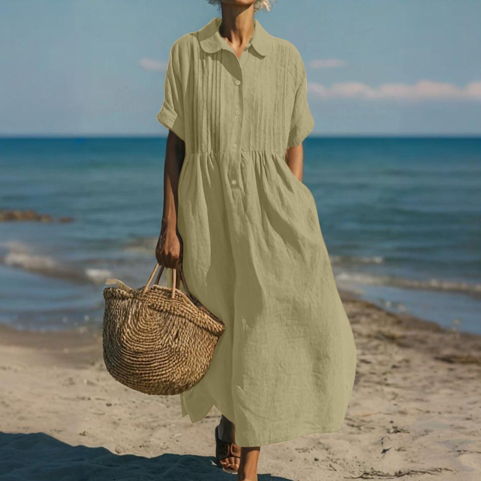 Giada | Vestido Químico Fluido de Algodón Elegante
