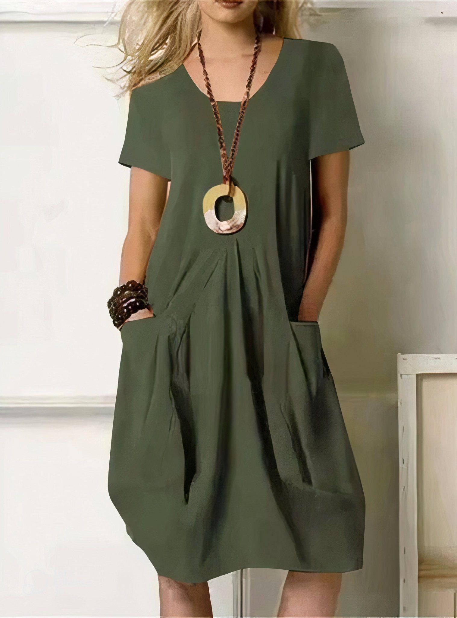 Isabelle | Vestido de algodón fluido casual con bolsillos