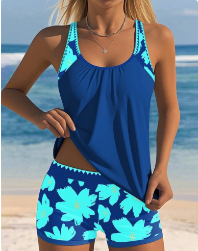 Ellen | Conjunto de Bañador con Top de Tank y Boxer Floral