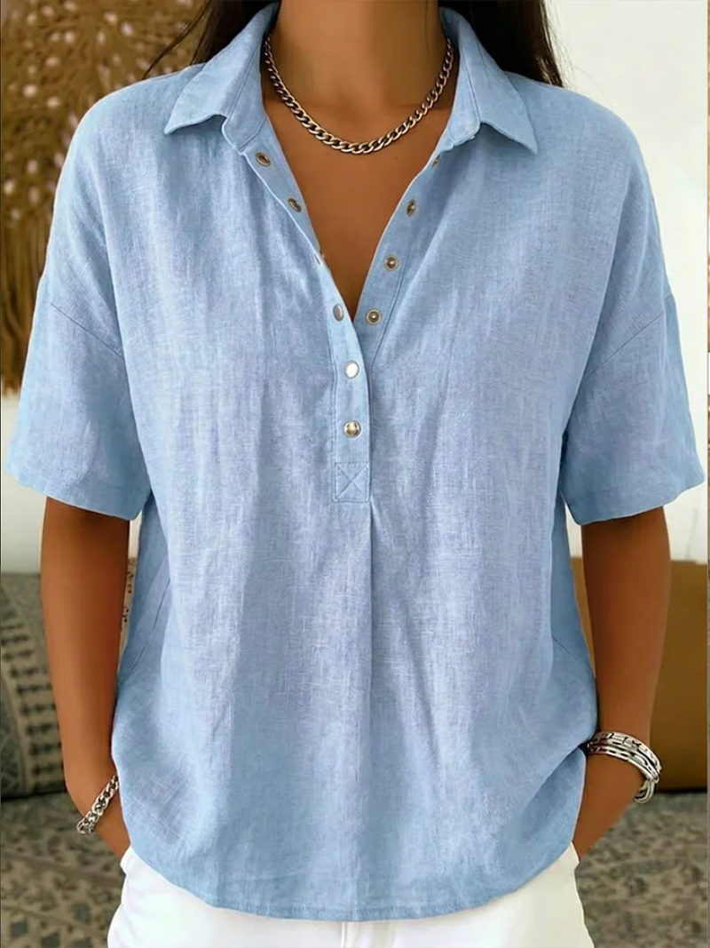 Bianca – Blusa con cuello y detalles de botones