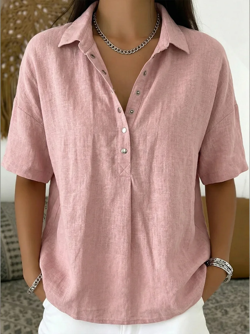 Bianca – Blusa con cuello y detalles de botones