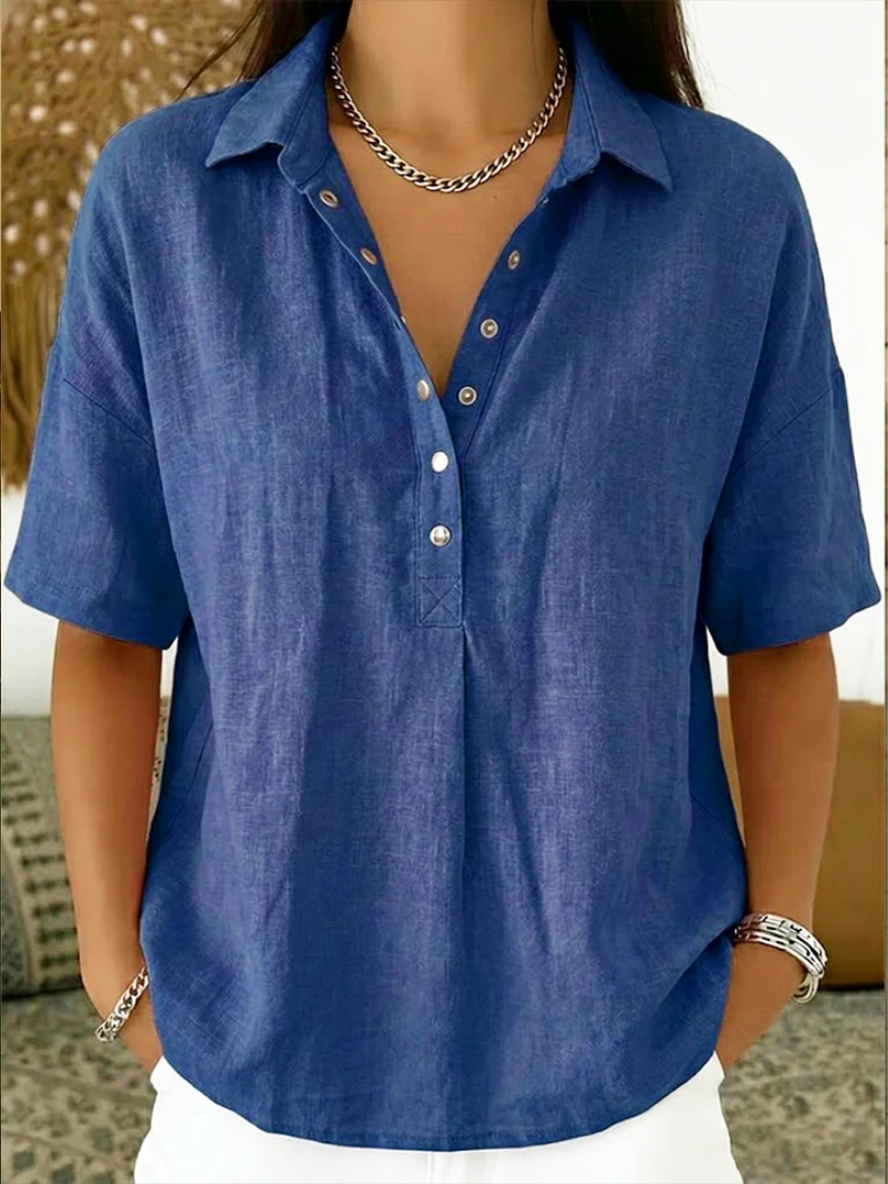 Bianca – Blusa con cuello y detalles de botones