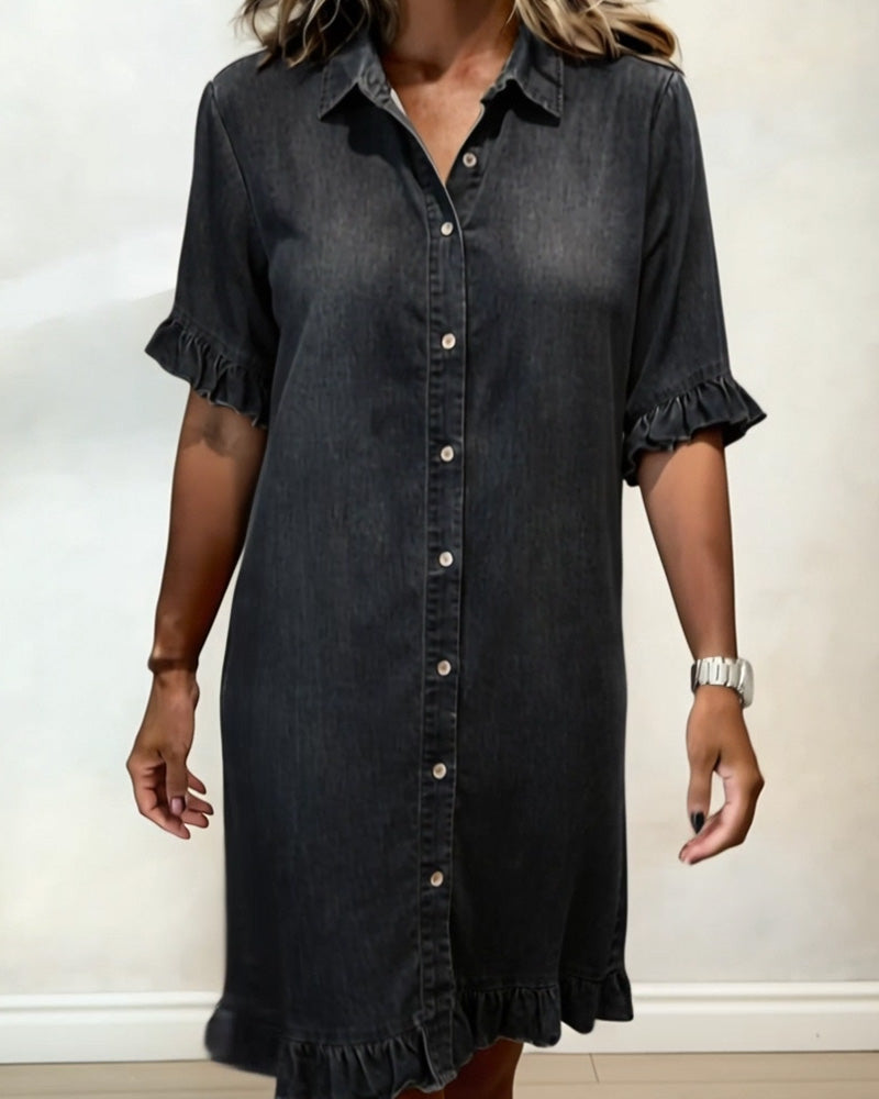 Isidora | Vestido de Denim Cómodo con Pliegues Halagadores