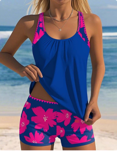 Ellen | Conjunto de Bañador con Top de Tank y Boxer Floral