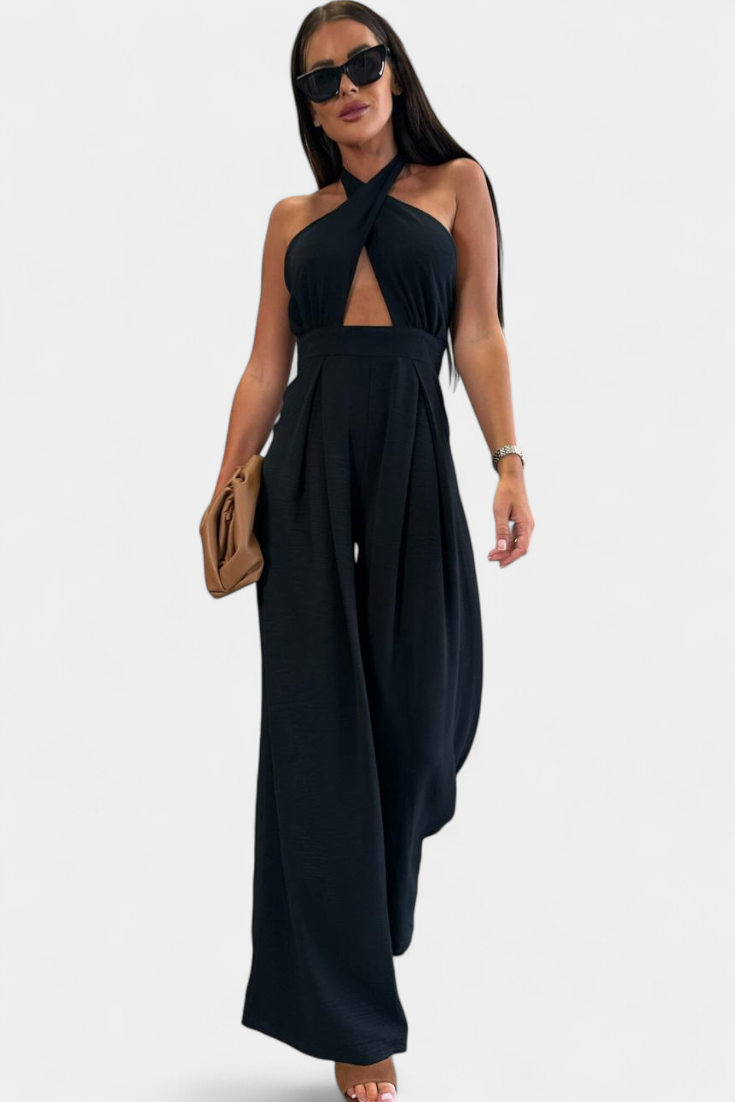 Jessica Mono Halter Cruzado sin Espalda y Pierna Ancha