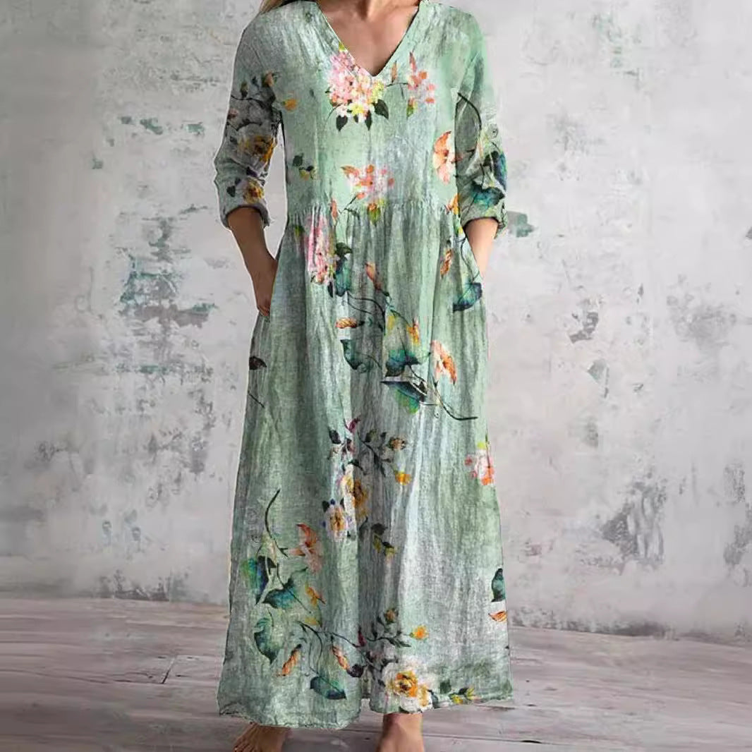 Evie | Vestido de Verano con Escote en V y Patrón Floral