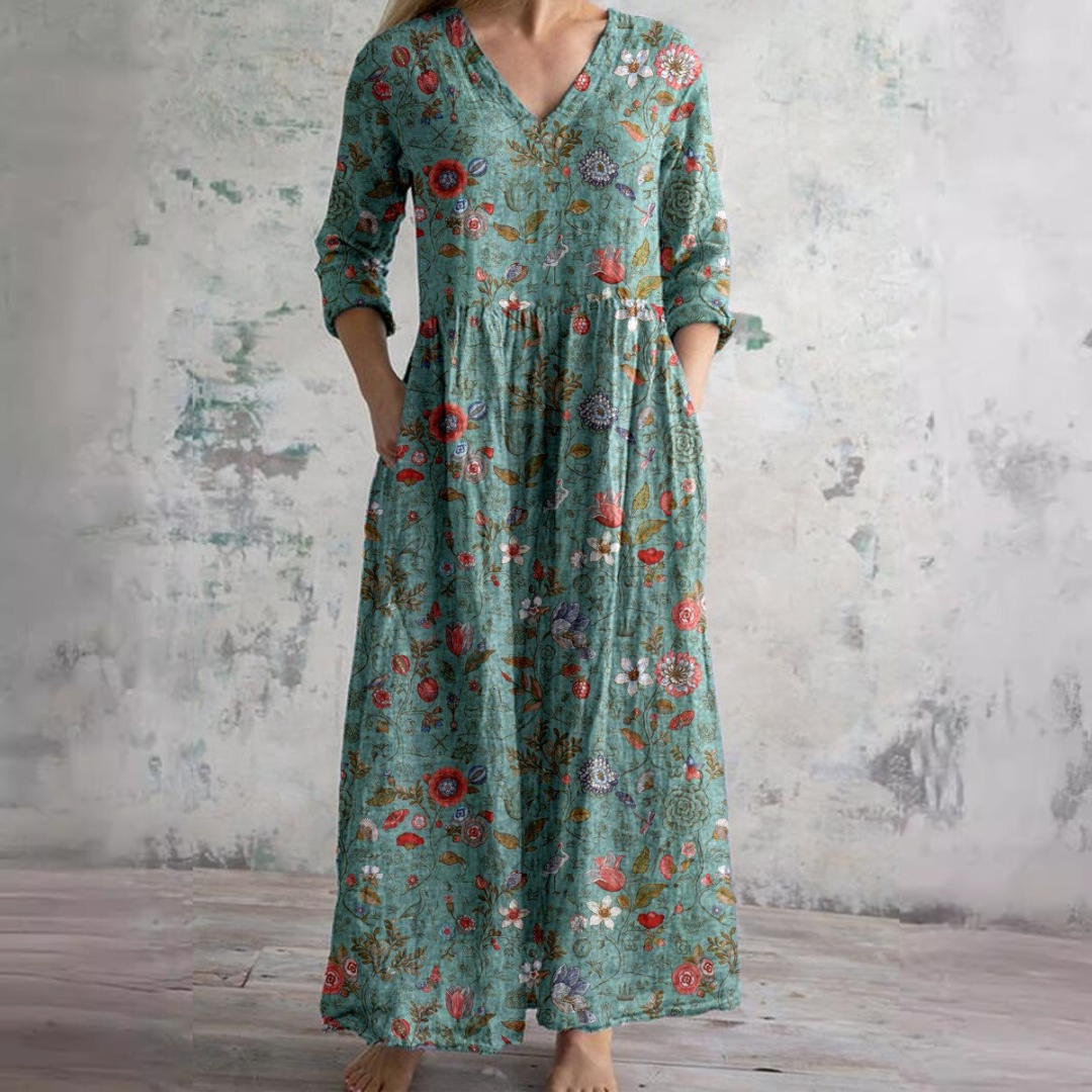 Evie | Vestido de Verano con Escote en V y Patrón Floral