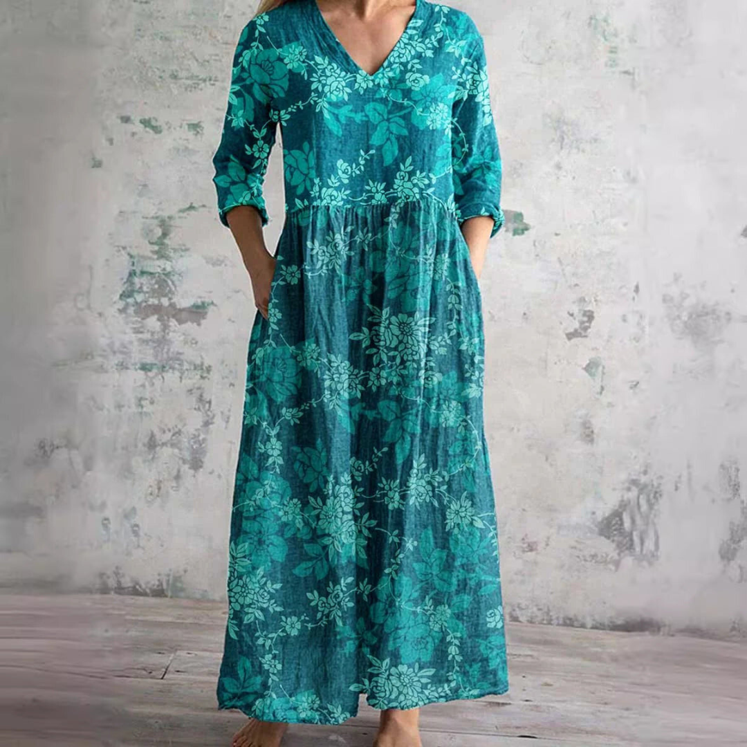 Evie | Vestido de Verano con Escote en V y Patrón Floral