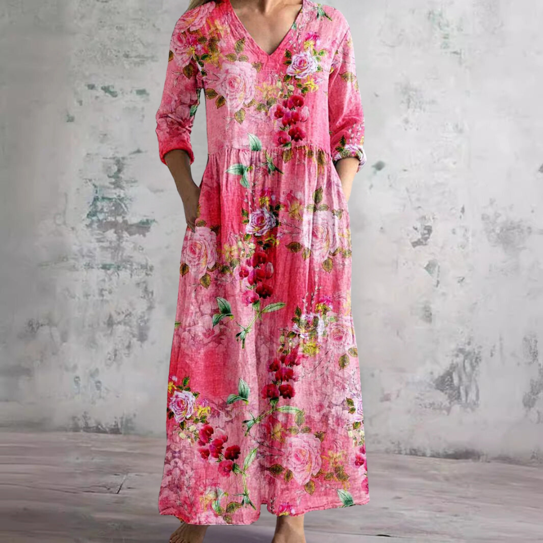 Evie | Vestido de Verano con Escote en V y Patrón Floral