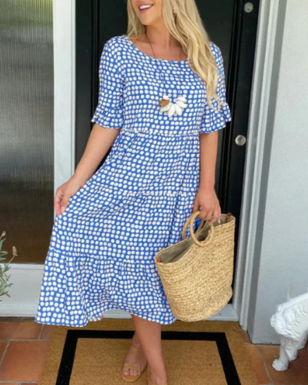 Zora | Vestido Midi de Manga Corta Sable