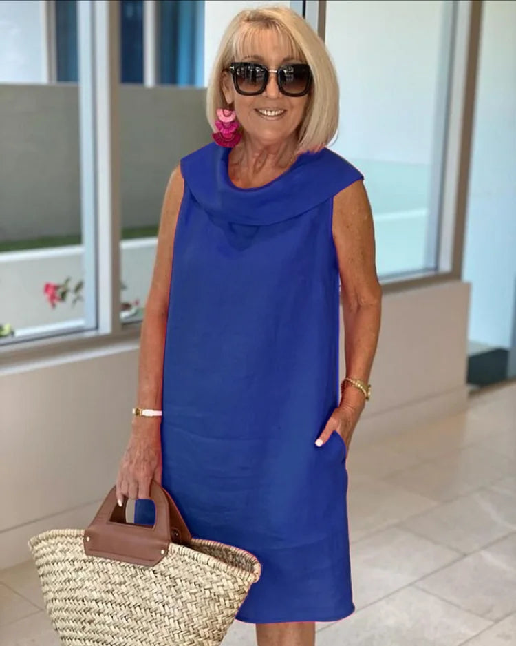 Helena | Vestido Recto Sin Mangas con Cuello Redondo