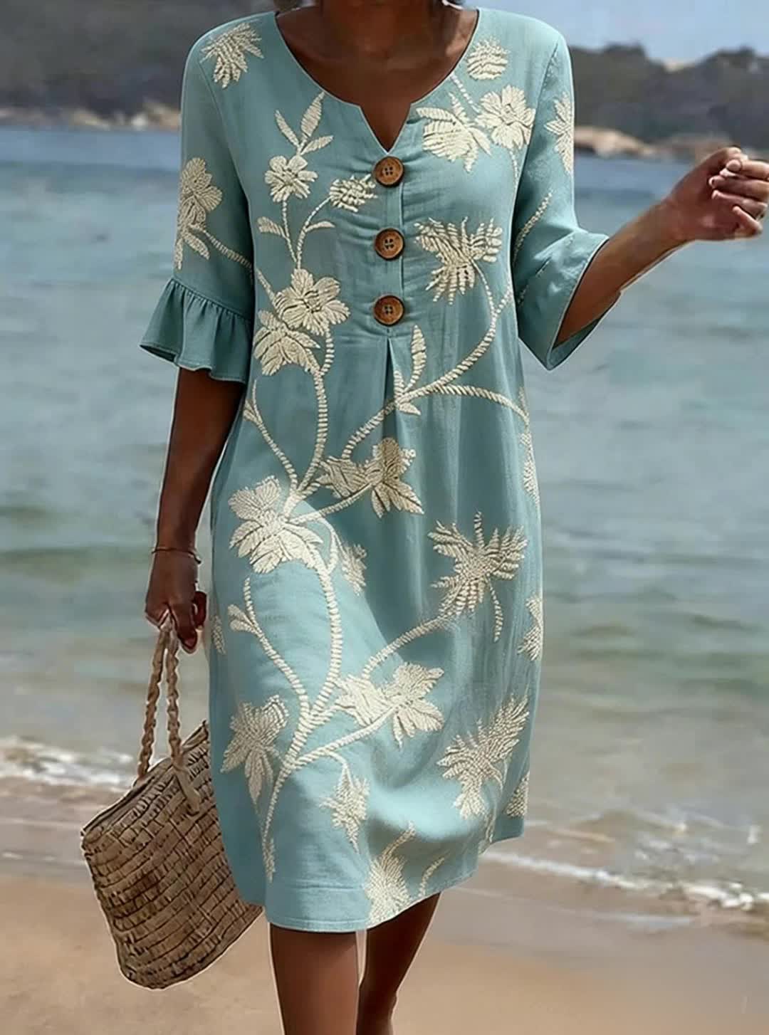 Flora™ | Vestido Informal de Algodón y Lino