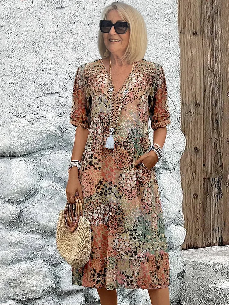 Sofia | Vestido Midi Floral Elegante con Cobertura para el Abdomen