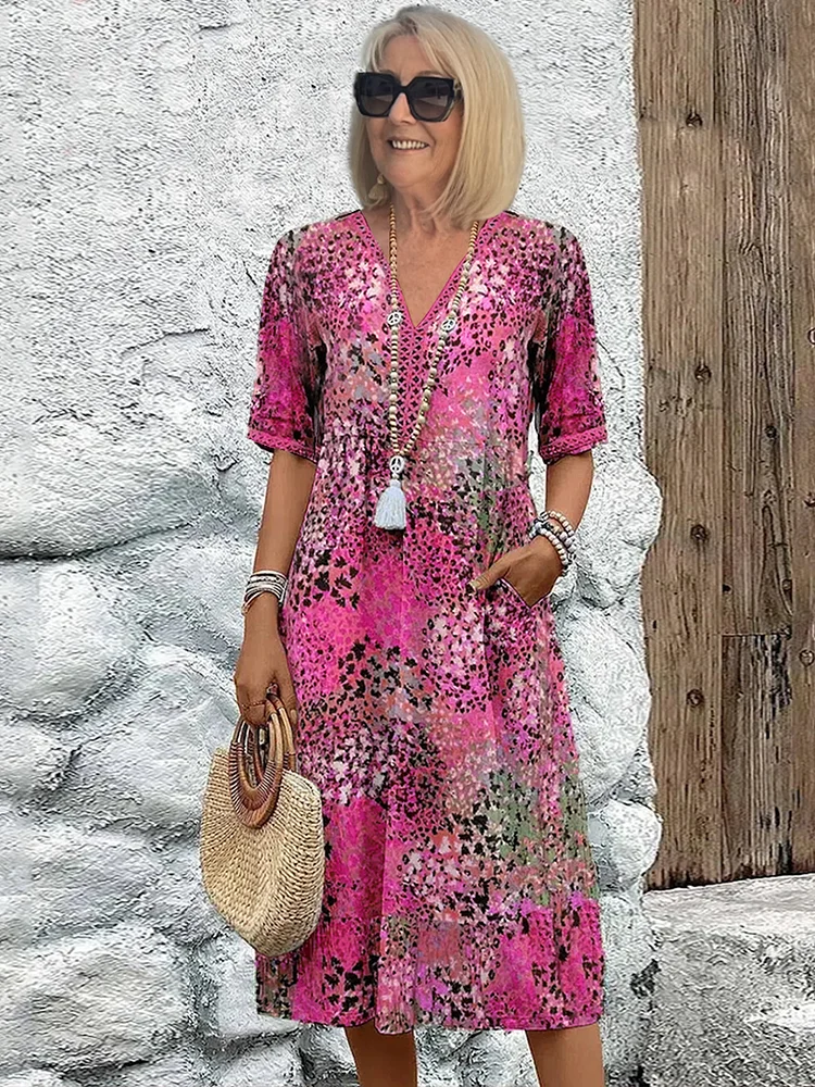 Sofia | Vestido Midi Floral Elegante con Cobertura para el Abdomen