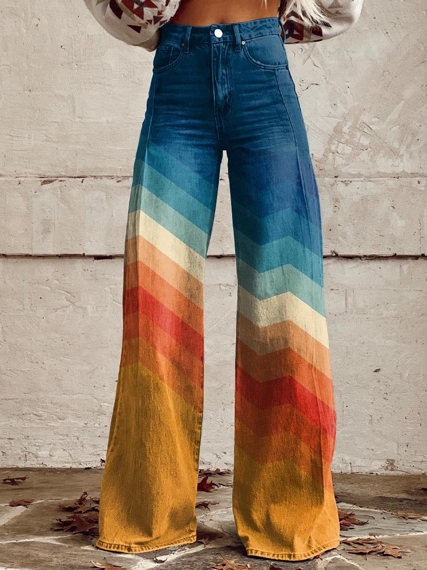 CALLIE™ - Pantalones Anchos Retro Chevron