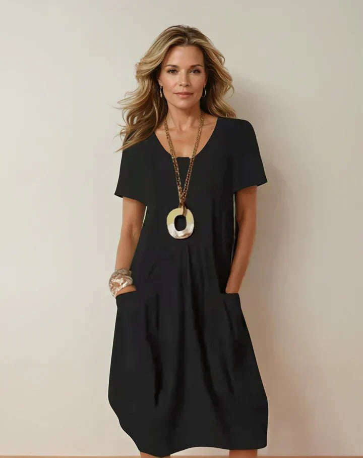 Isabelle | Vestido de algodón fluido casual con bolsillos