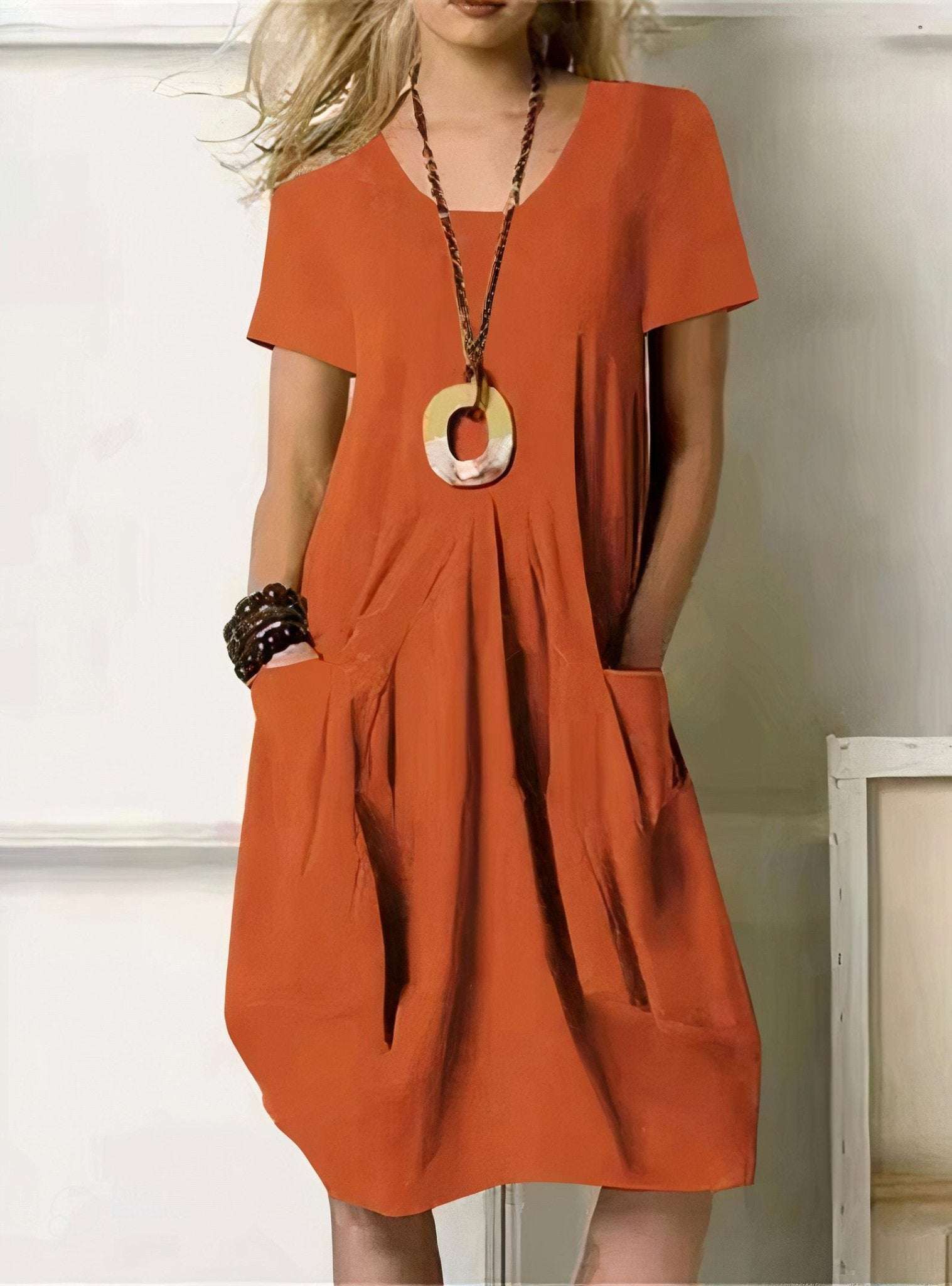 Isabelle | Vestido de algodón fluido casual con bolsillos