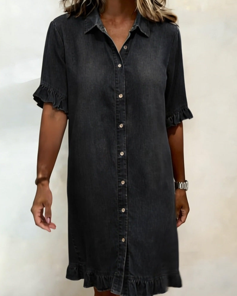 Isidora | Vestido de Denim Cómodo con Pliegues Halagadores