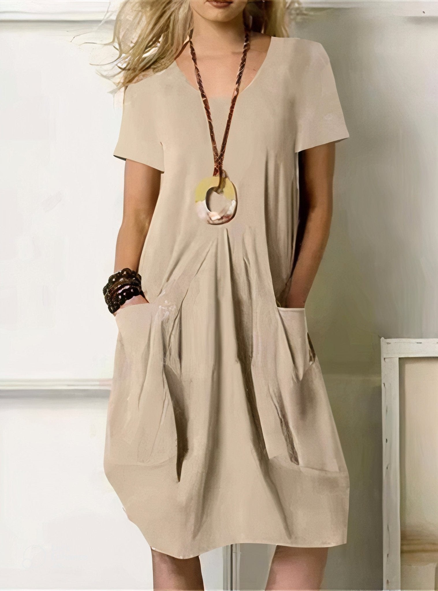 Isabelle | Vestido de algodón fluido casual con bolsillos