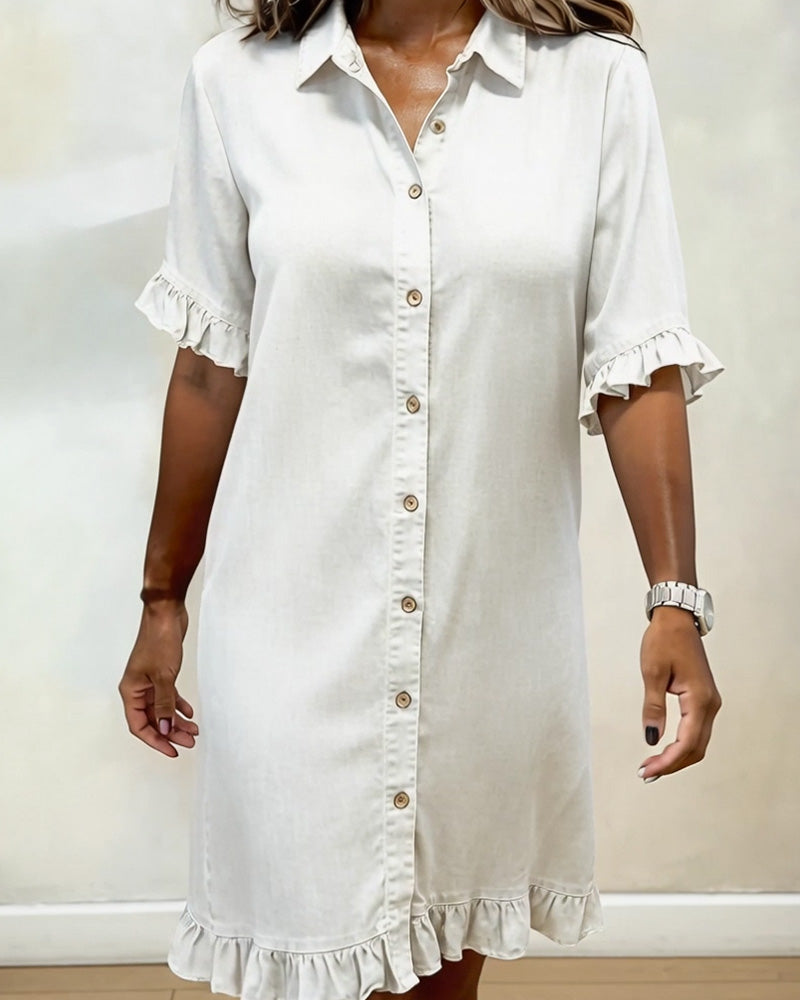 Isidora | Vestido de Denim Cómodo con Pliegues Halagadores