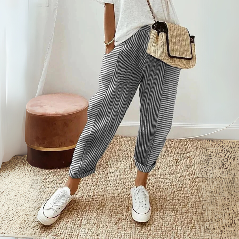 FLORIANE™ - Pantalones Boho a Rayas Relajados