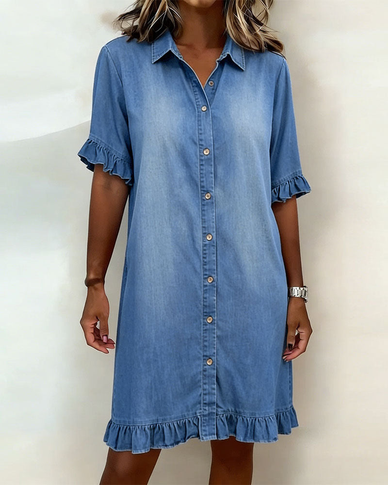 Isidora | Vestido de Denim Cómodo con Pliegues Halagadores