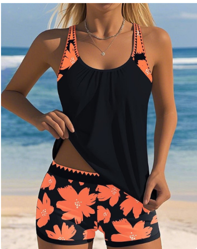 Ellen | Conjunto de Bañador con Top de Tank y Boxer Floral