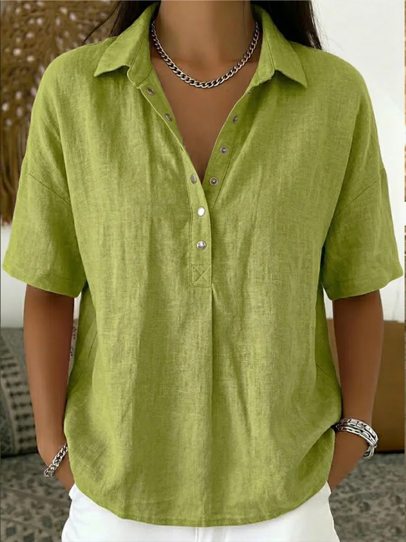 Bianca – Blusa con cuello y detalles de botones