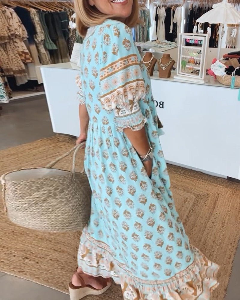 Mana | Vestido Floral V-Decote Chic