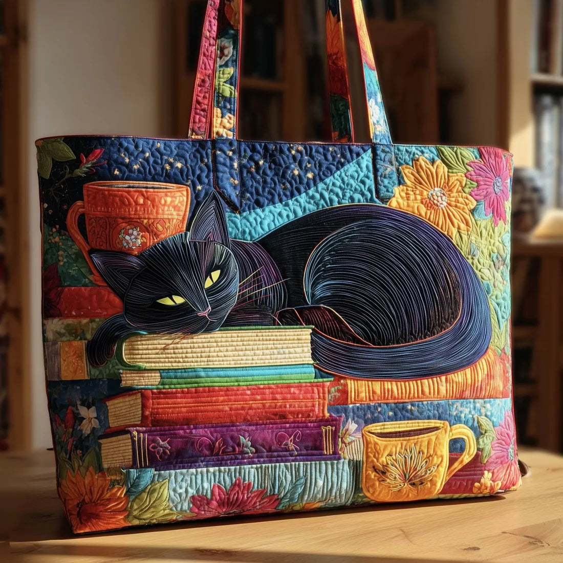 Chat Noir - Tote Bag Elegante Acolchada