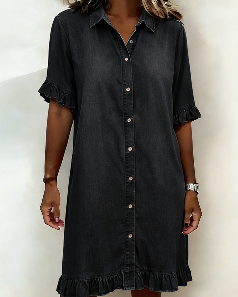 Isidora | Vestido de Denim Cómodo con Pliegues Halagadores