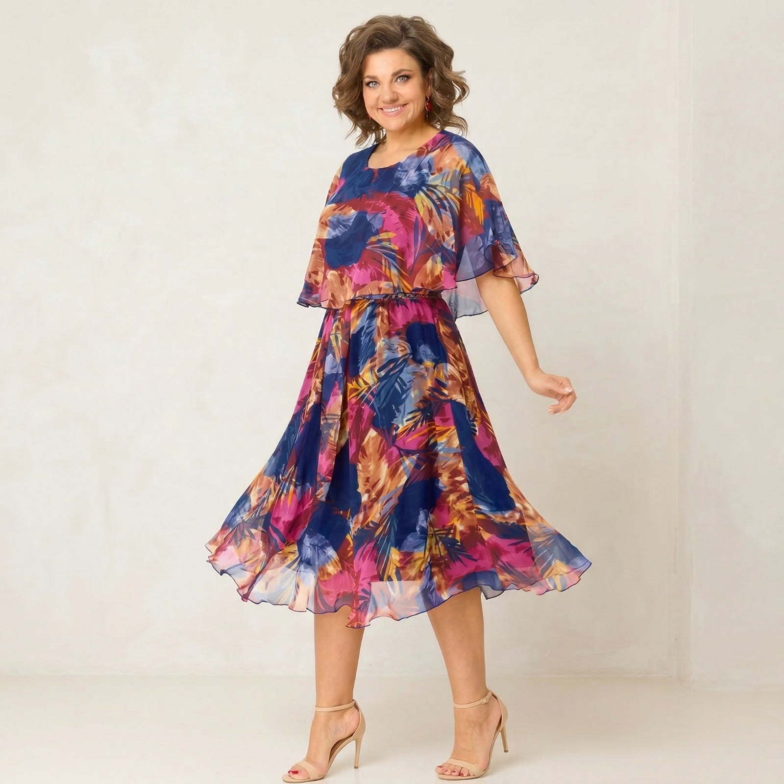 Elenora | Vestido Midi de Verano con Capas