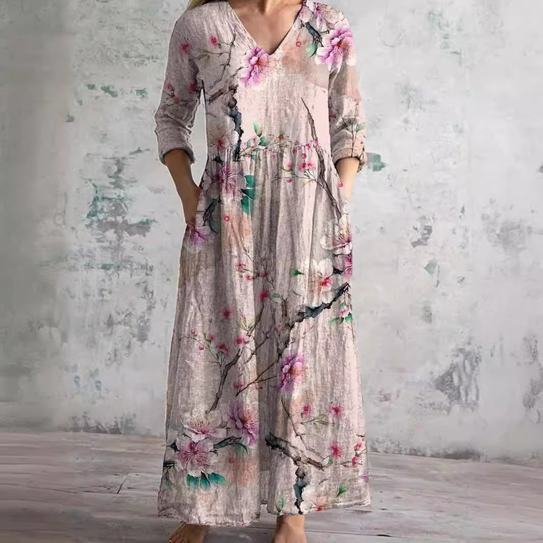 Evie | Vestido de Verano con Escote en V y Patrón Floral