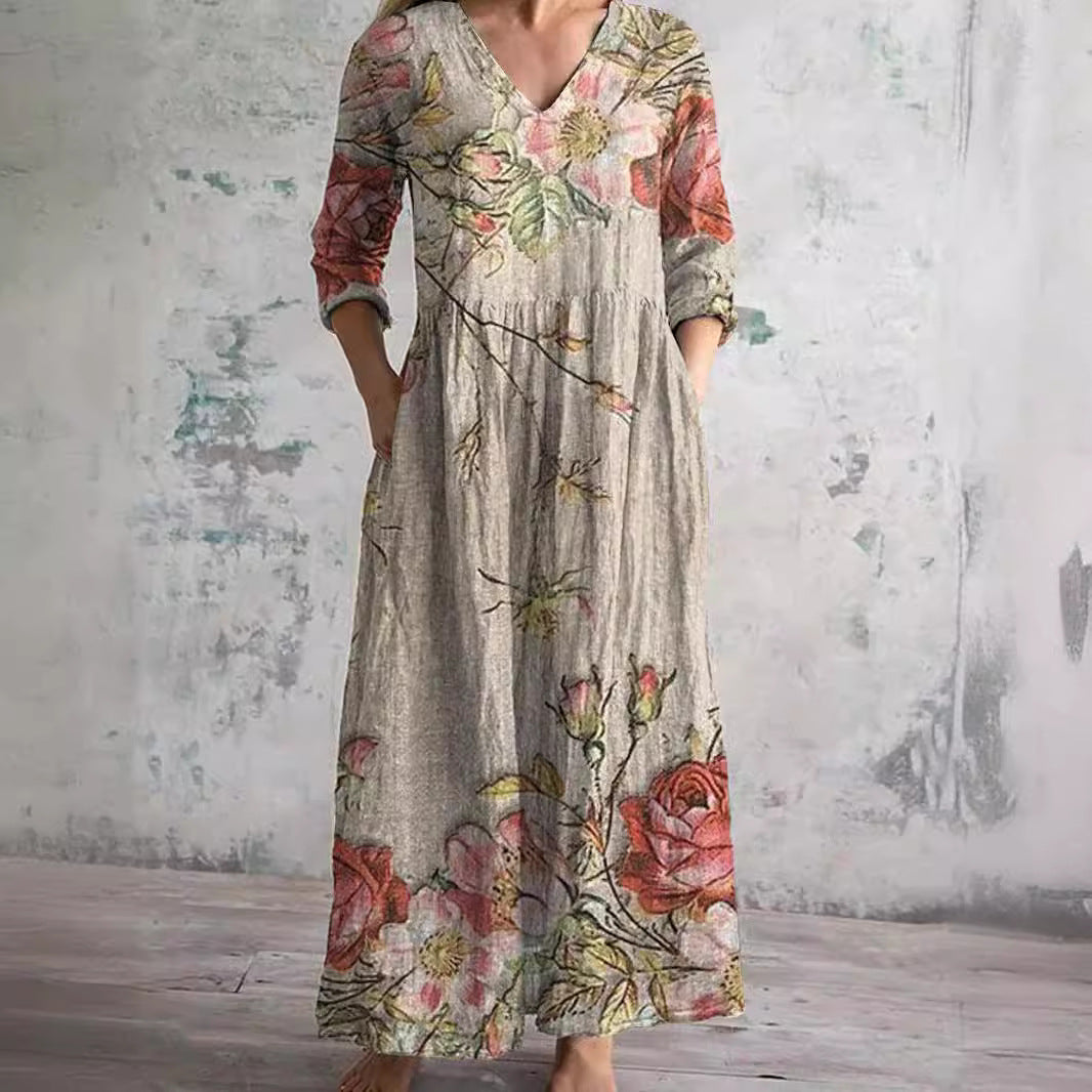 Evie | Vestido de Verano con Escote en V y Patrón Floral