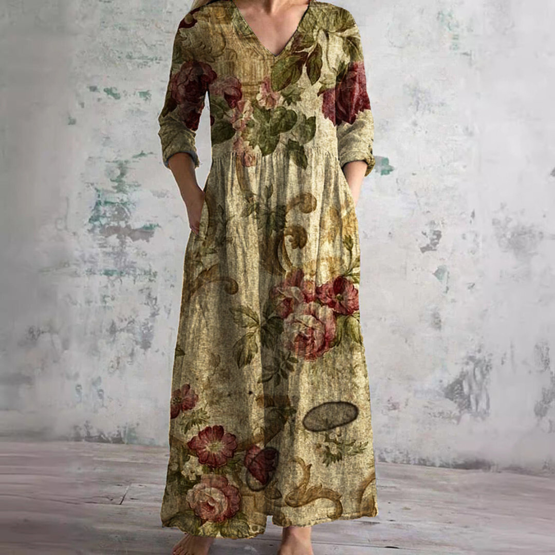 Evie | Vestido de Verano con Escote en V y Patrón Floral