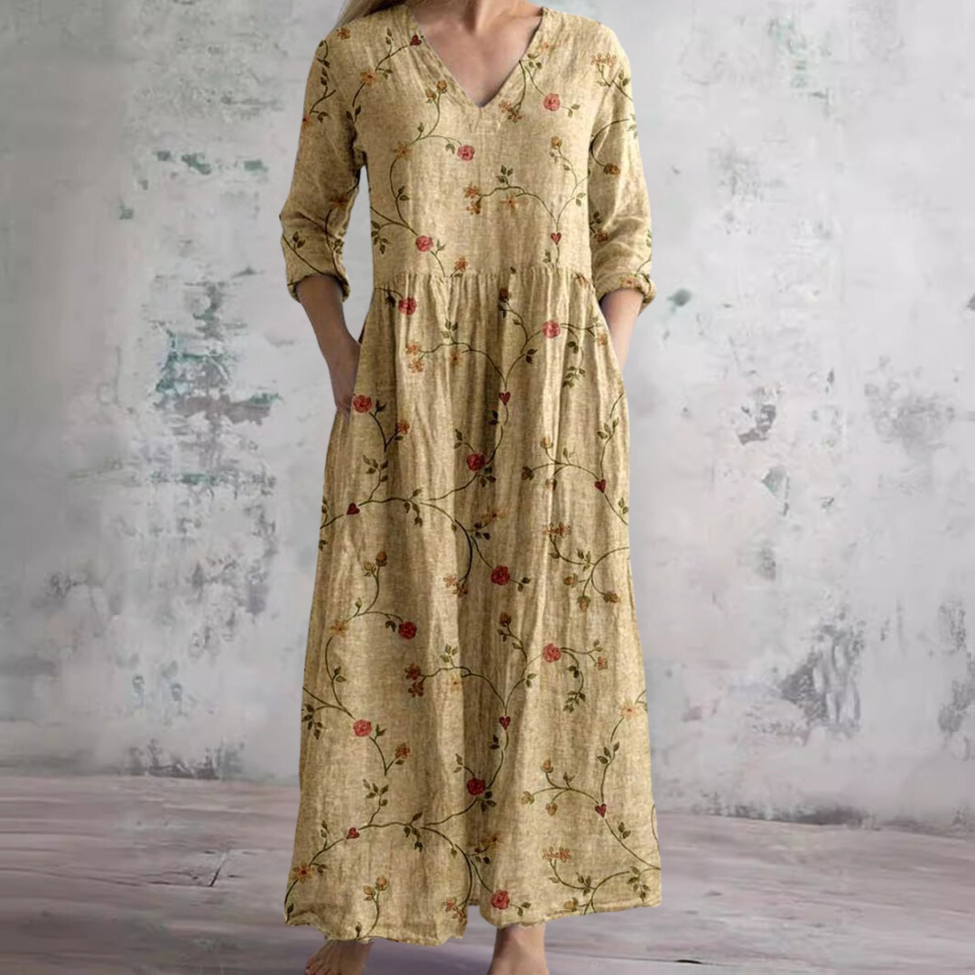 Evie | Vestido de Verano con Escote en V y Patrón Floral