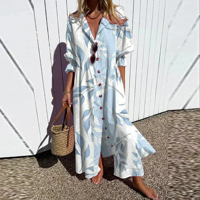 Cassidy | Vestido Maxi Boho de Manga Abullonada