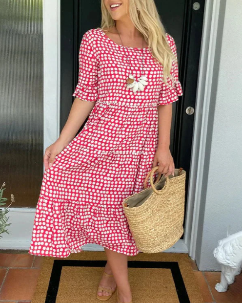 Zora | Vestido Midi de Manga Corta Sable