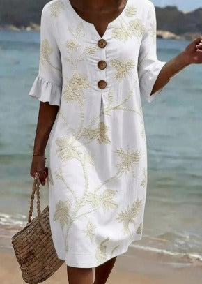Flora™ | Vestido Informal de Algodón y Lino