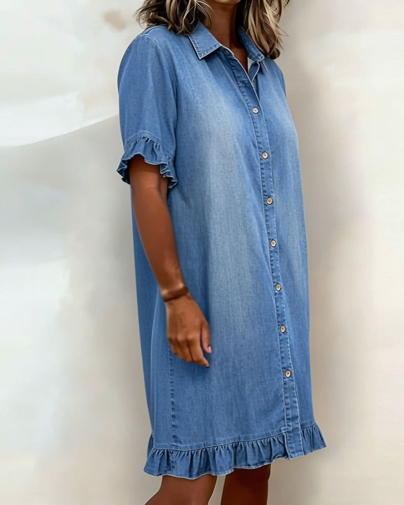 Isidora | Vestido de Denim Cómodo con Pliegues Halagadores