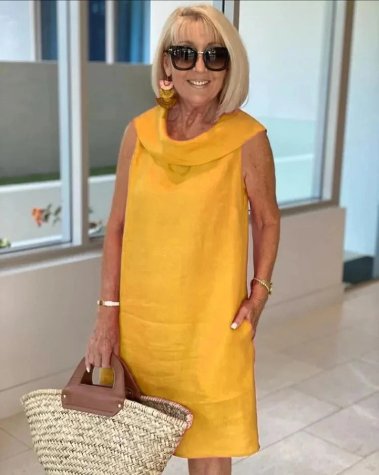 Helena | Vestido Recto Sin Mangas con Cuello Redondo