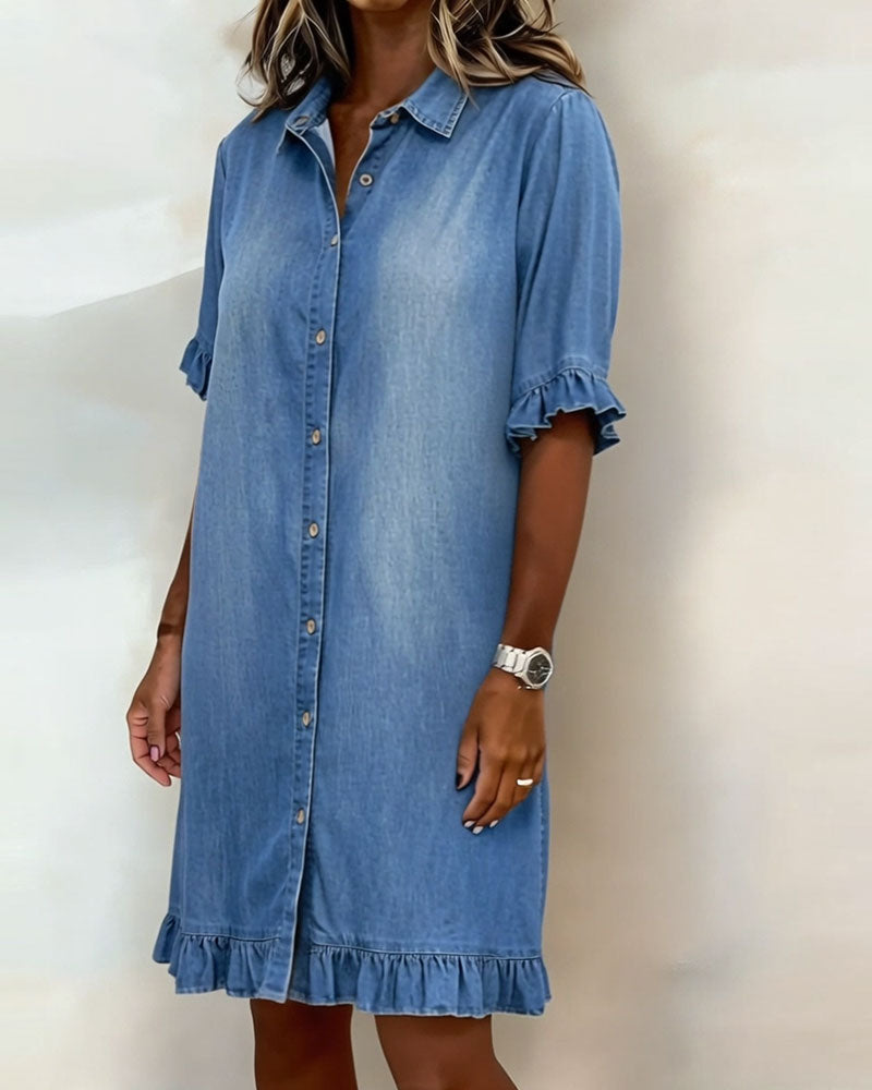 Isidora | Vestido de Denim Cómodo con Pliegues Halagadores