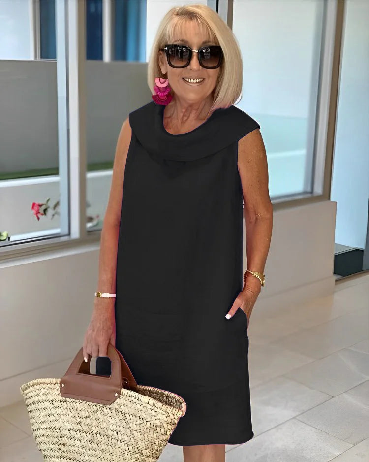 Helena | Vestido Recto Sin Mangas con Cuello Redondo