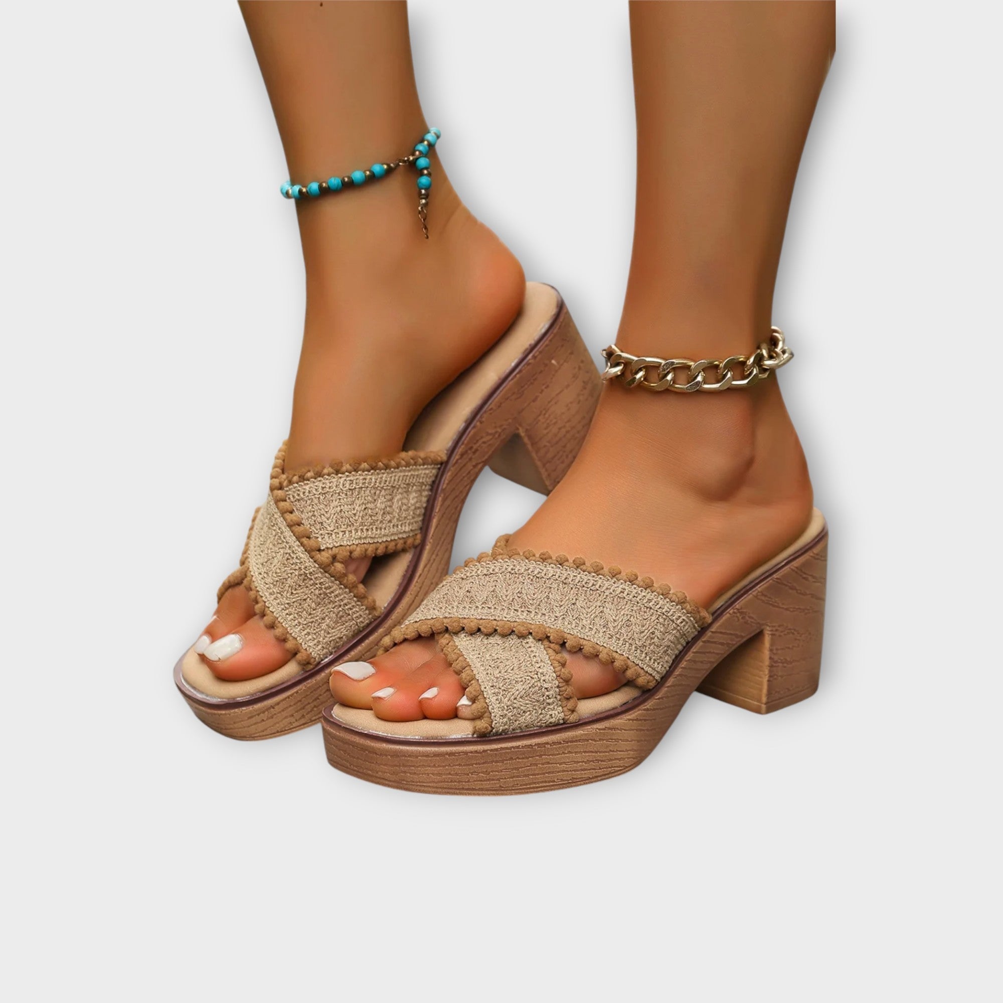 Camila | Tacones Gruesos con Tiras Cruzadas